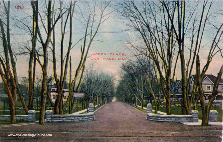 Carthage, Missouri, Cassil Place, vintage postcard photo, version one