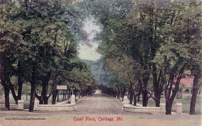 Carthage, Missouri, Cassil Place, vintage postcard photo, version two