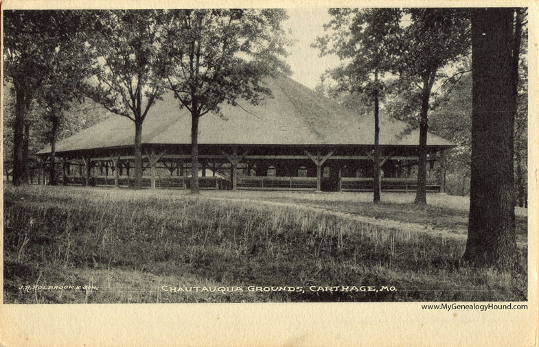 Carthage, Missouri, Chatauqua Grounds, vintage postcard photo