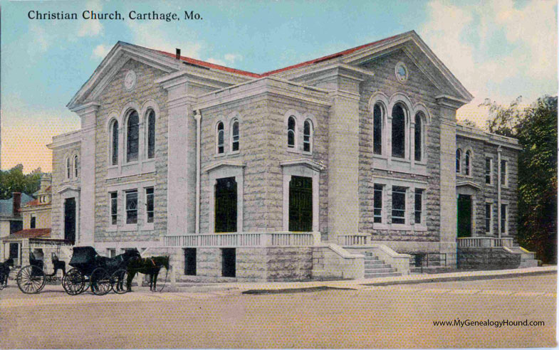 Carthage, Missouri, Christian Church, vintage postcard photo