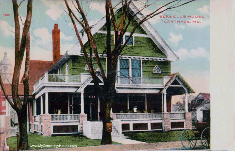 Carthage, Missouri, Elks Club House, vintage postcard photo