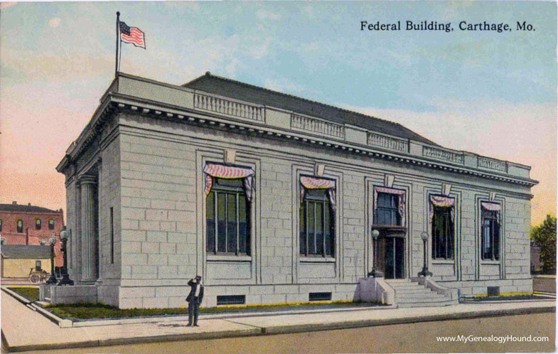 Carthage, Missouri, Federal Building, vintage postcard photo