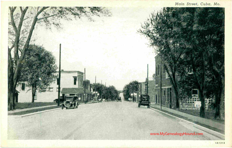 Cuba, Missouri, Main Street, Route 66, Highway 66, vintage postcard, Historic Photo