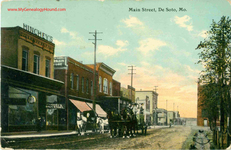 DeSoto, Missouri, Main Street, vintage postcard, Historic Photo, Jefferson County
