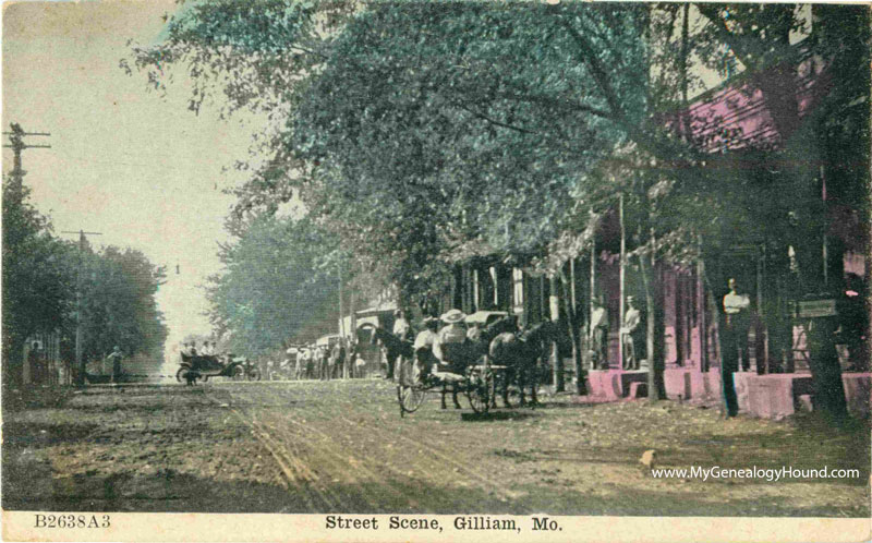 Gilliam, Missouri, Street Scene, vintage postcard, historic photo