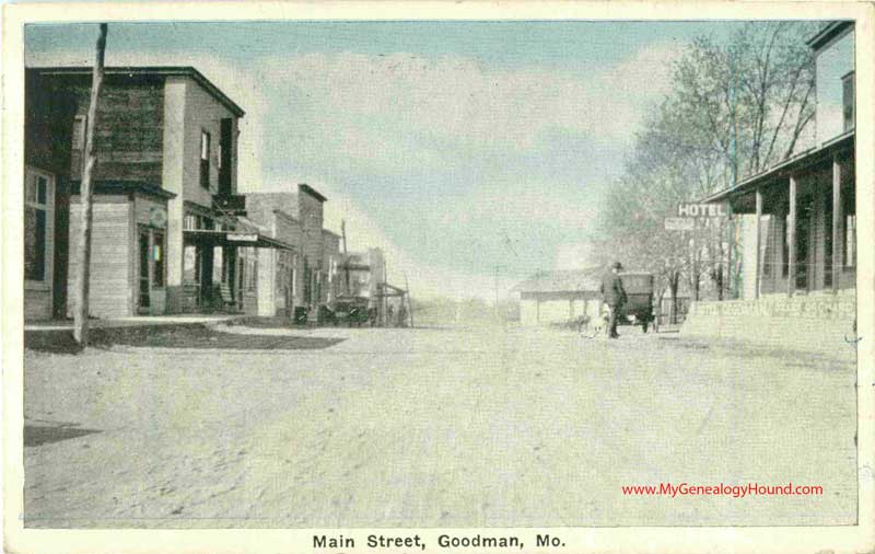 Goodman, Missouri Main Street vintage postcard view, antique