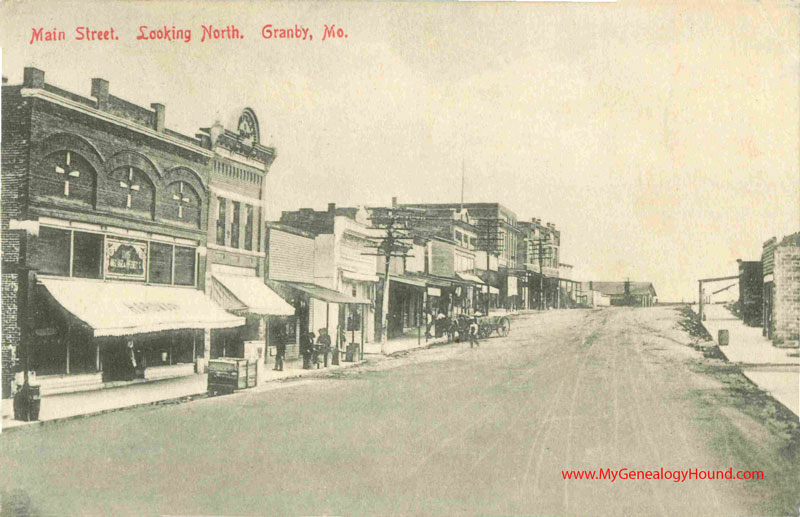 Granby, Missouri, Main Street Looking North, vintage postcard, historic photo