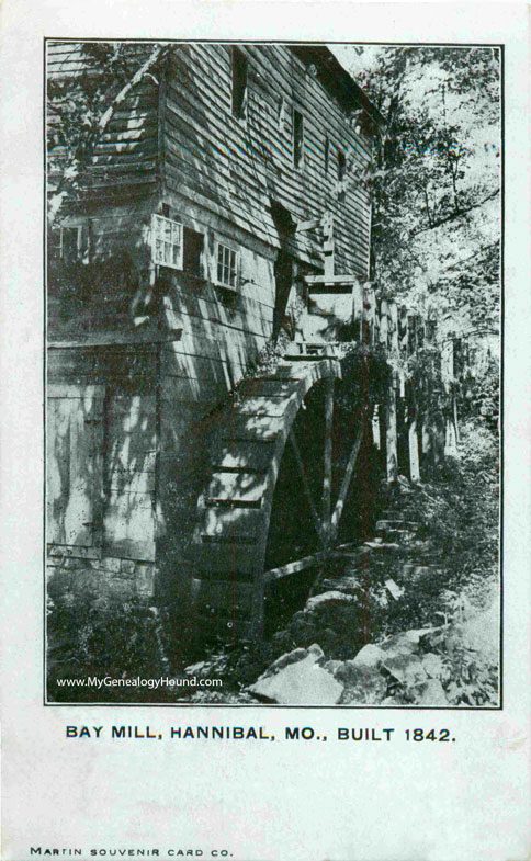Bay Mill, built in 1842, Hannibal, Missouri, vintage postcard, historic photo