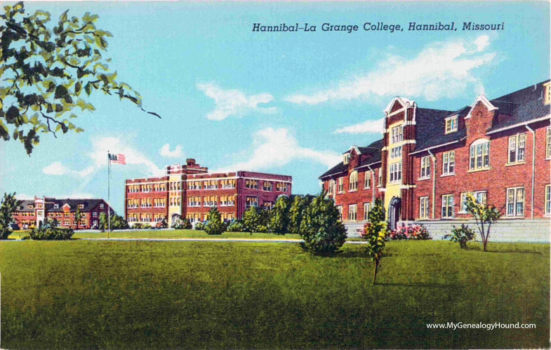 Hannibal-La Grange College, Hannibal, Missouri, vintage postcard, historic photo