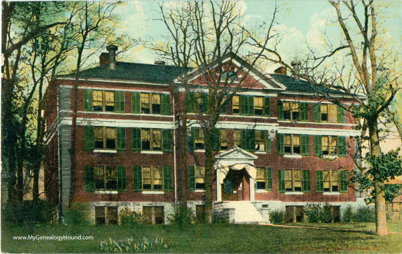 Levering Hospital, Hannibal, Missouri, 1910 view, vintage postcard, historic photo