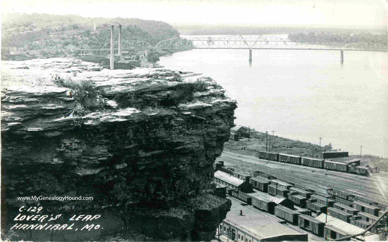 Lover's Leap, Hannibal, Missouri, vintage postcard, historic photo