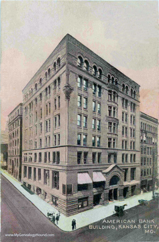 Kansas City, Missouri, American Bank Building, vintage postcard photo