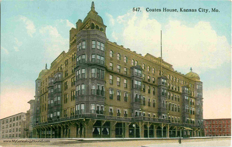 Kansas City, Missouri, Coates House Hotel, vintage postcard photo