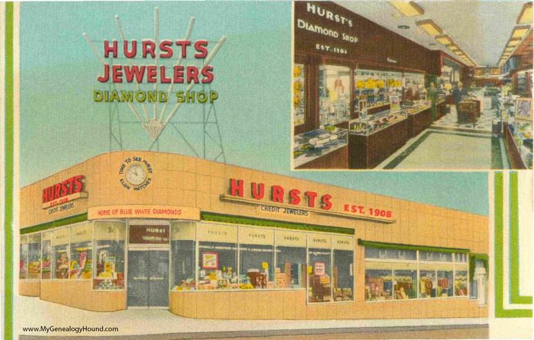 Kansas City, Missouri, Hursts Jewelers Diamond Shop, vintage postcard photo