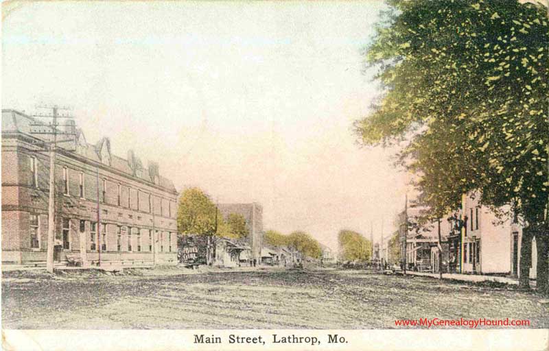 Lathrop, Missouri Main Street vintage postcard, historic, photo