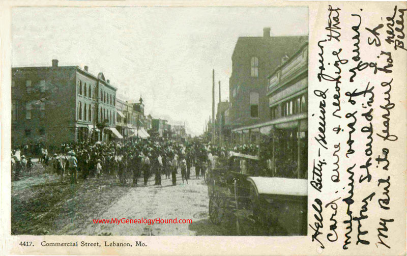 Lebanon, Missouri, Commercial Street, vintage postcard, Historic Photo, Laclede County, MO