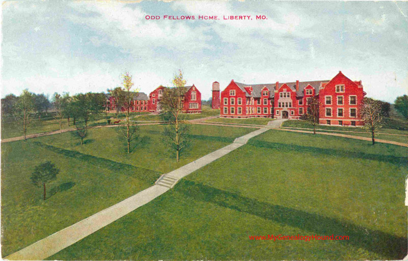 Liberty, Missouri, Odd Fellows Home, I.O.O.F., Vintage Postcard, historic photo