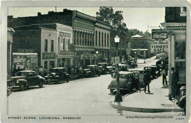 Louisiana, Missouri, Street Scene, vintage postcard, historic photo