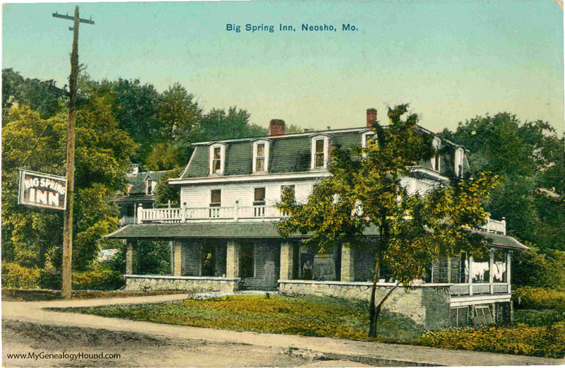 Neosho, Missouri, Big Spring Inn, vintage postcard, historic photo, 04