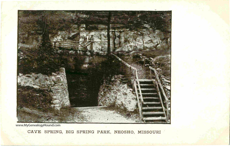 Neosho, Missouri, Cave Spring, Big Spring Park, vintage postcard, historic photo