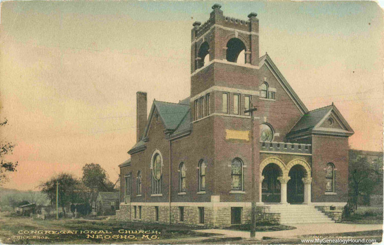Neosho, Missouri, Congregational Church, vintage postcard, historic photo, one