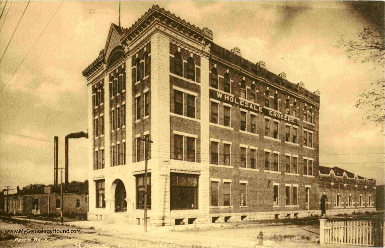 Neosho, Missouri, Ed Haas Wholesale Grocers, vintage postcard, historic photo, two