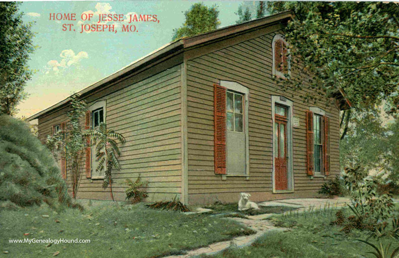St. Joseph, Missouri, Home of Jesse James, vintage postcard, historic photo
