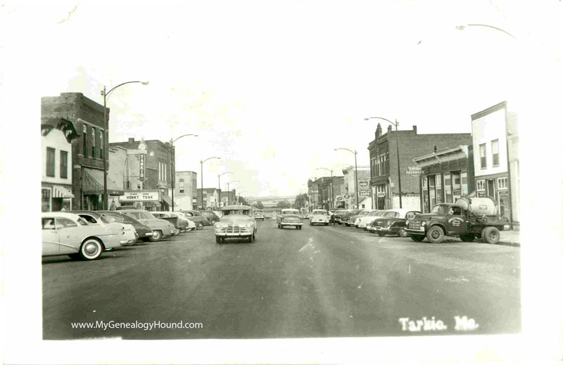 Tarkio, Missouri Main Street vintage postcard, historic photo