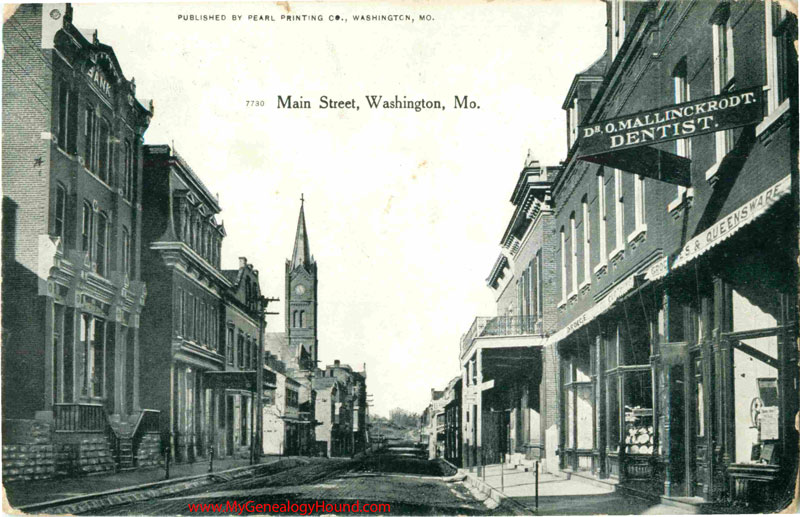 Washington, Missouri, Main Street, vintage postcard, Historic Photo
