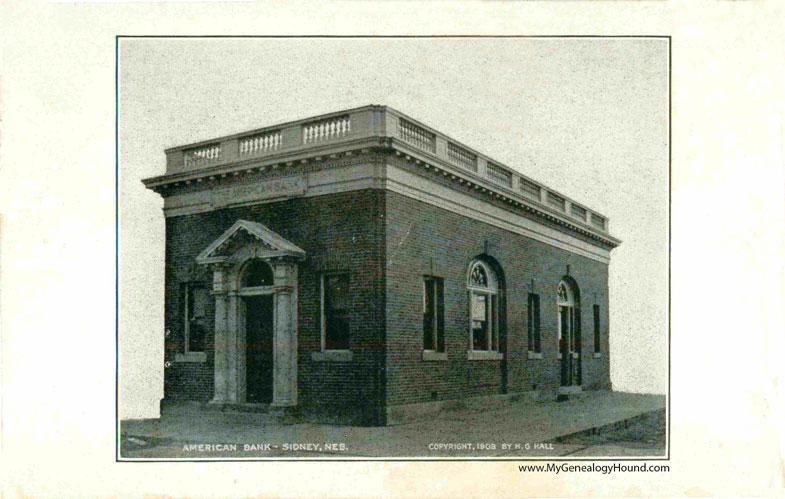 Sidney, Nebraska, American Bank building, vintage postcard photo