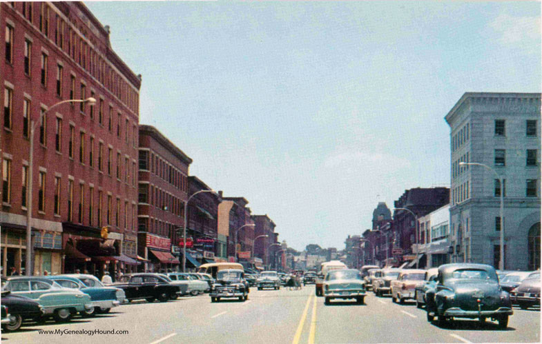 Concord, New Hampshire, Main Street, looking south, earlier view, vintage postcard photo
