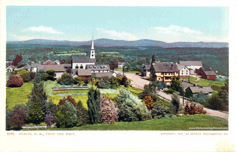 Dublin, New Hampshire, View from the West, 1905, vintage postcard, photo