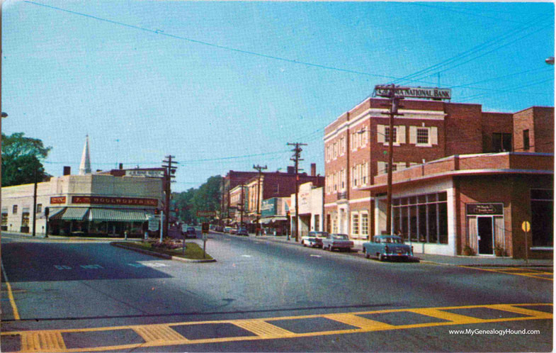 Laconia, New Hampshire, Bank Square, vintage postcard photo
