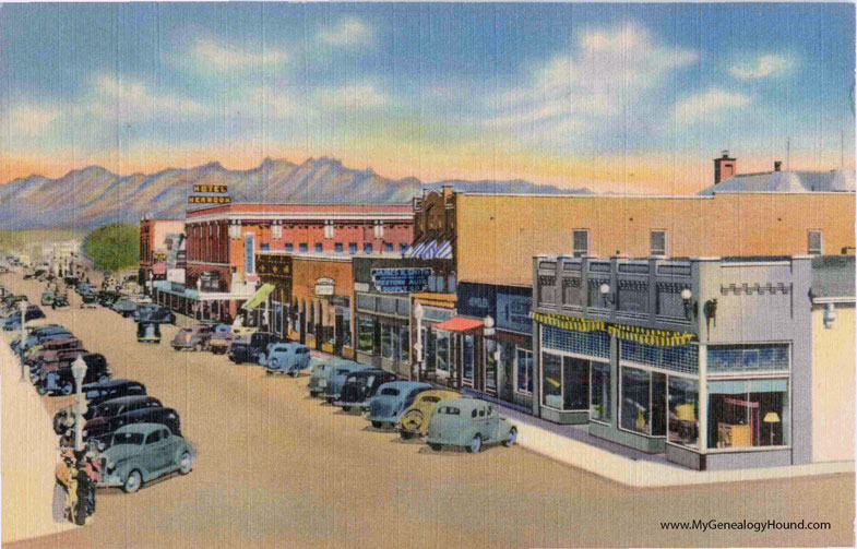 Las Cruces, New Mexico, Main Street - Hotel Herndon, vintage postcard photo