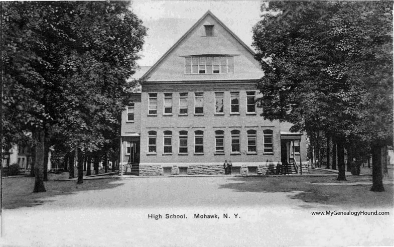 Mohawk, New York, High School, vintage postcard photo