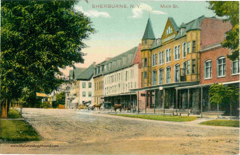 Sherburne, New York, Main Street, vintage postcard, historic photo
