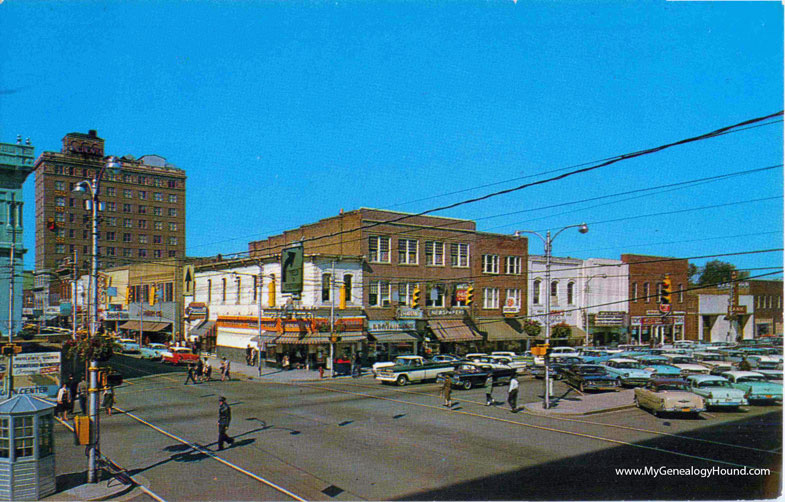 Goldsboro, North Carolina, Walnut and Center Streets, vintage postcard, photo