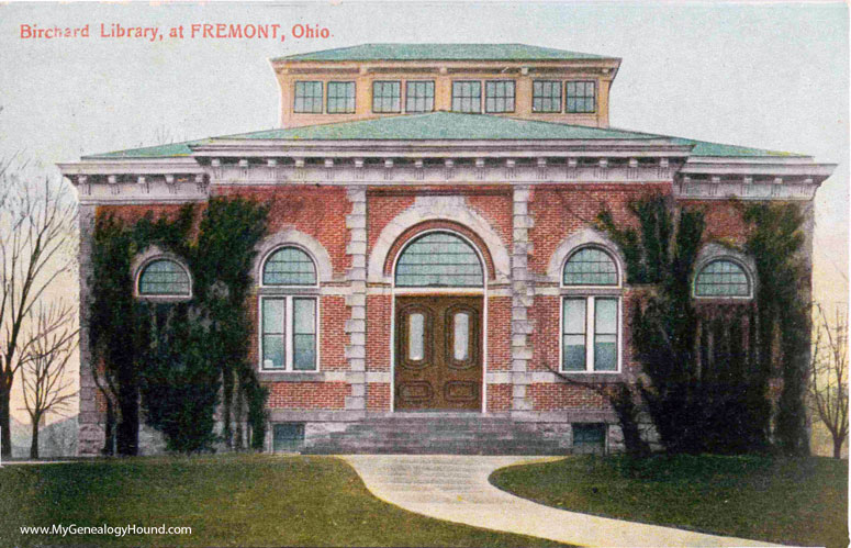 Fremont, Ohio, Birchard Library, vintage postcard photo