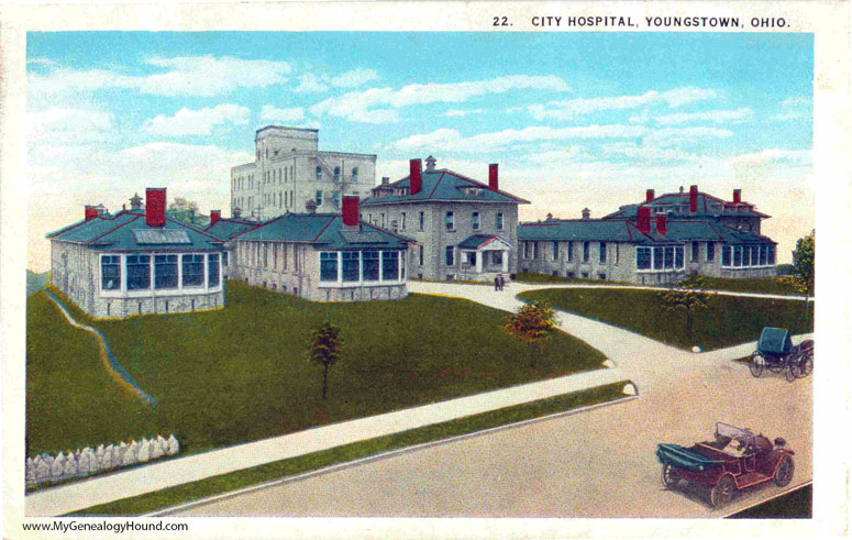 Youngstown, Ohio, City Hospital, vintage postcard photo, later view
