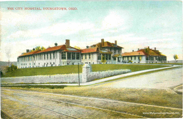 Youngstown, Ohio, City Hospital, vintage postcard photo, early view