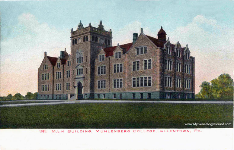 Allentown, Pennsylvania, Muhlenberg College, Main Building, vintage postcard photo