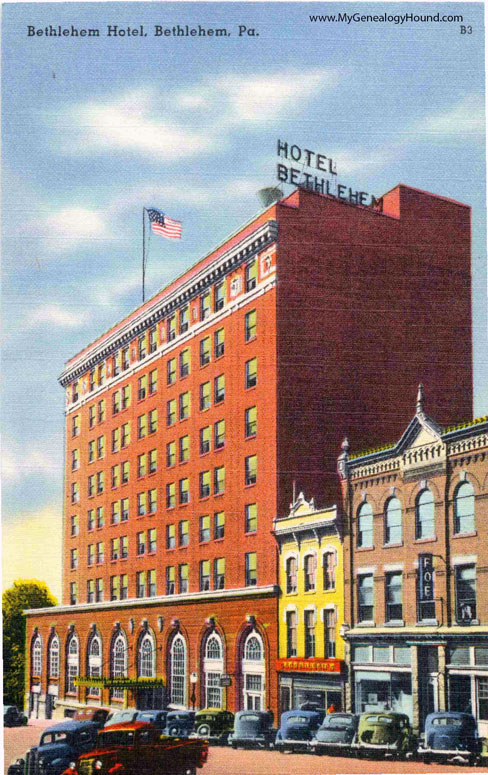 Bethlehem, Pennsylvania, Bethlehem Hotel, vintage postcard photo