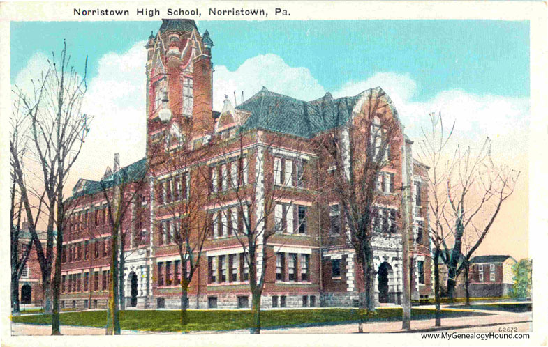 Norristown, Pennsylvania, Norristown High School, vintage postcard photo, landscape