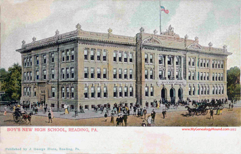Reading, Pennsylvania, Boy's New High School, vintage postcard photo