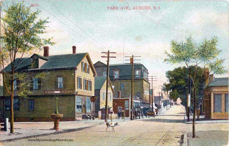 Auburn, Rhode Island, Park Avenue, vintage postcard, photo