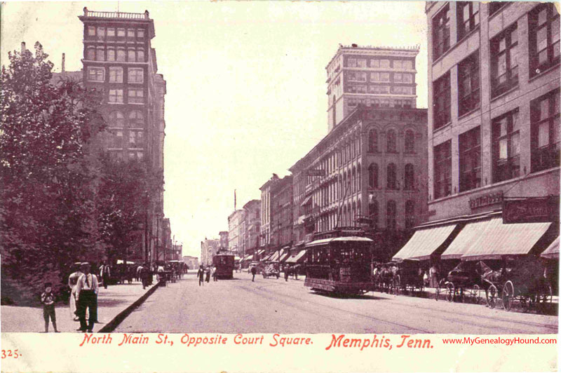 Memphis, Tennessee, North Main Street, Opposite Court Square, vintage postcard, historic photo