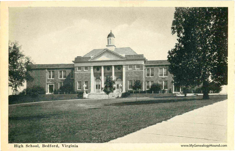 Bedford, Virginia, High School, vintage postcard photo