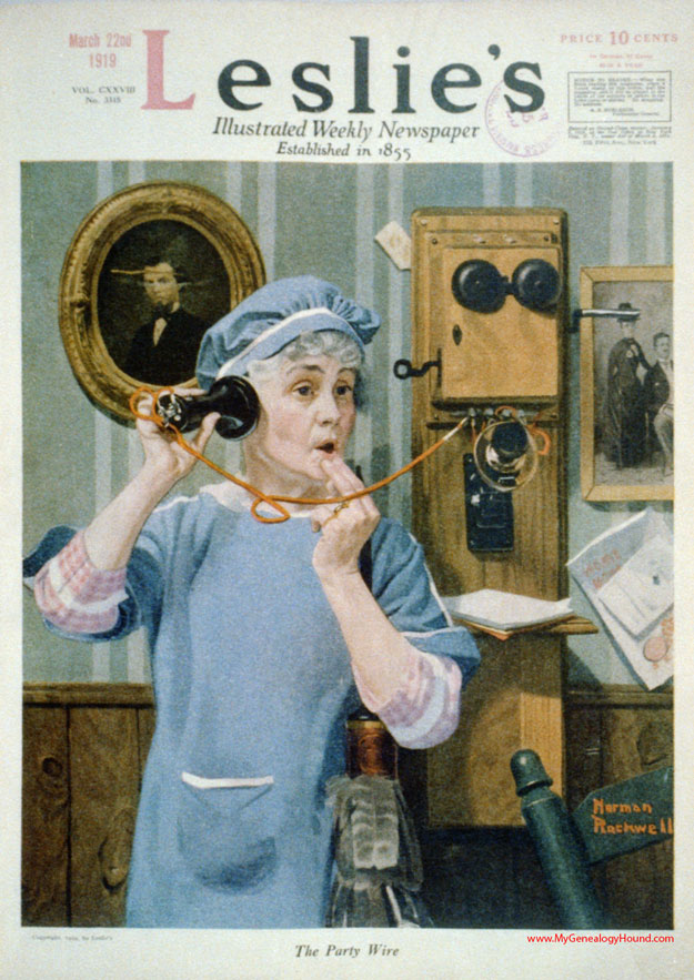 Norman Rockwell, The Party Wire, Leslie's Illustrated Weekly Newspaper, March 22nd, 1919