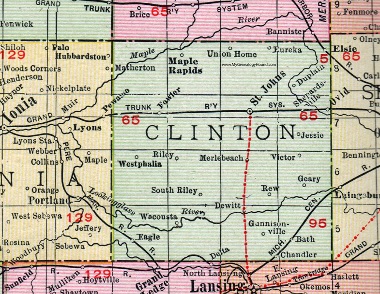 Clinton County Michigan 1911 Map Rand Mcnally St Johns