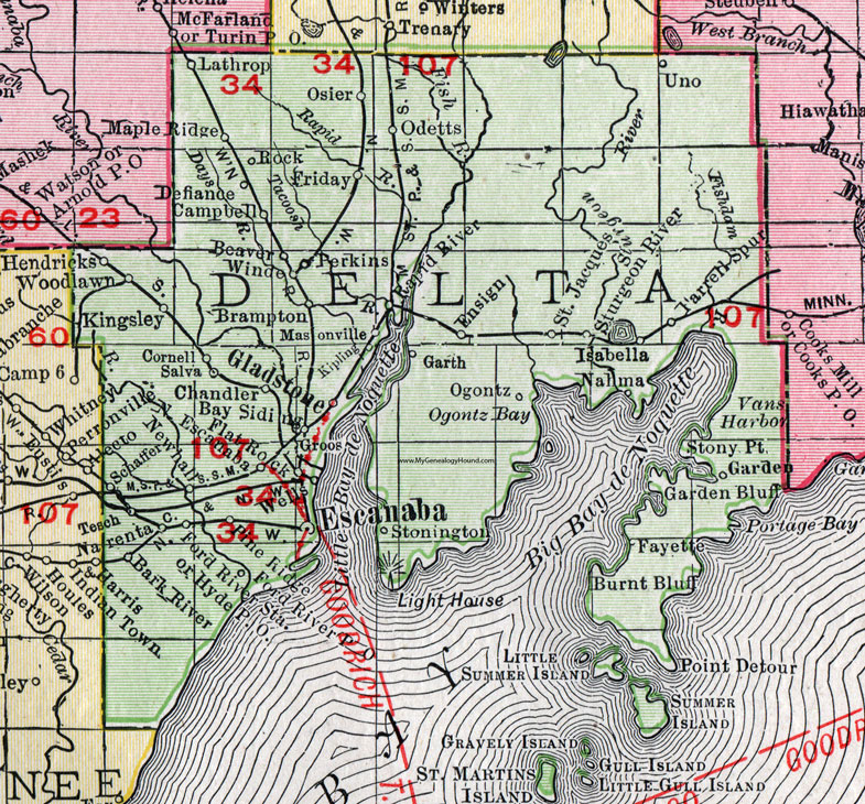 delta county michigan map Delta County Michigan 1911 Map Rand Mcnally Escanaba delta county michigan map